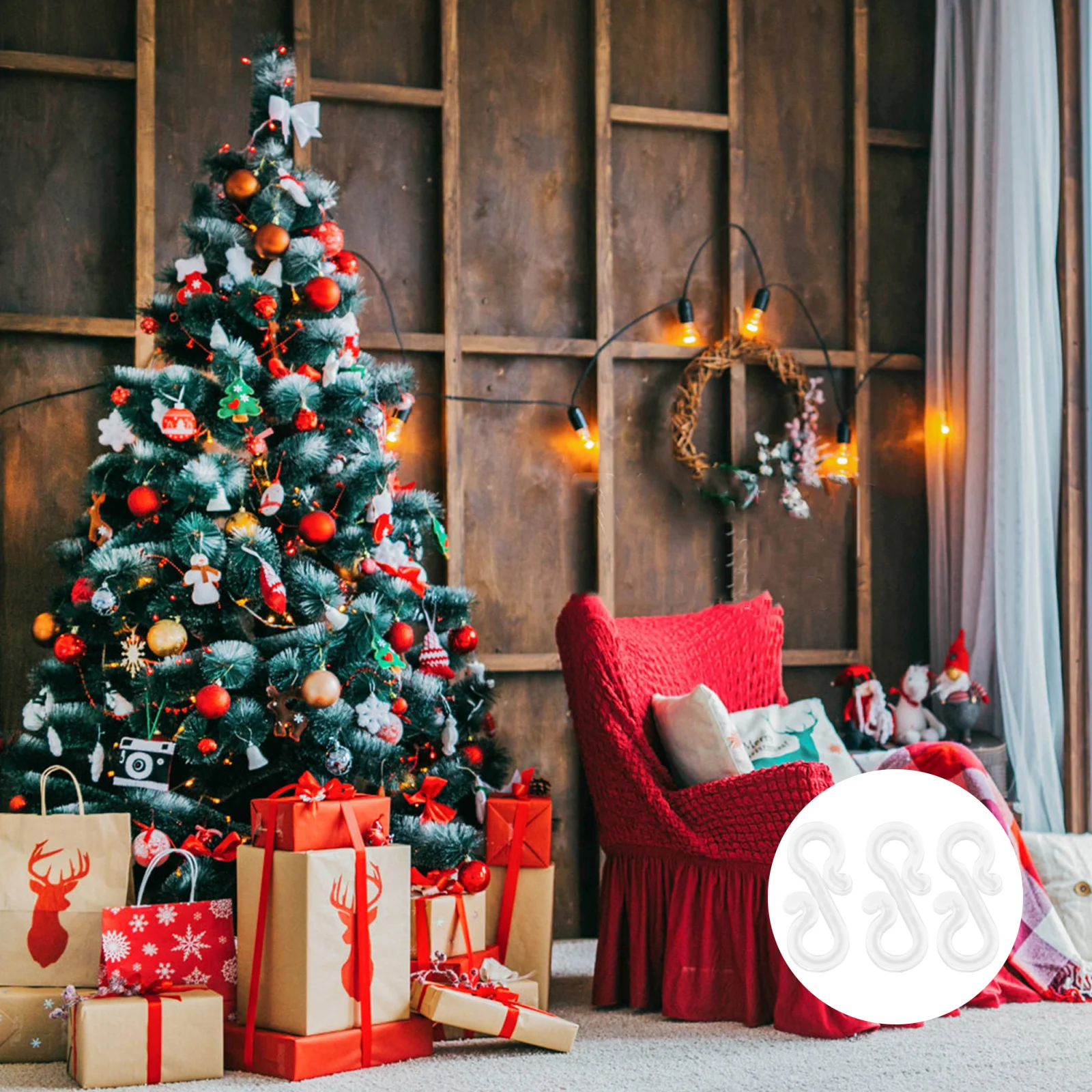 48 قطعة S خطاف مشبك مزراب السنانير لعيد الميلاد أضواء الزخرفية سهلة التركيب الموسمية في الهواء الطلق سلسلة أضواء الجنية ضوء هوك #4