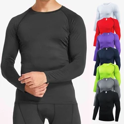Men Compression Running T Shirt Fitness Tight Long Sleeve Sport tshirt Training Jogging Shirts Gym Sportswear Quick Dry rashgard