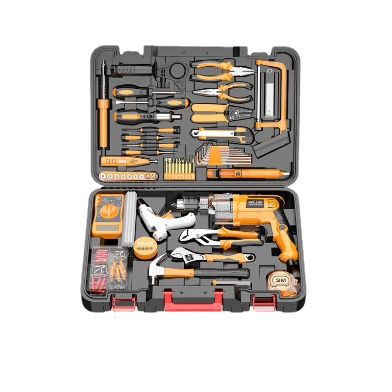 Household Tool Set Complete Hardware Electric Drill Toolbox Woodworking Maintenance Multi functional Electric