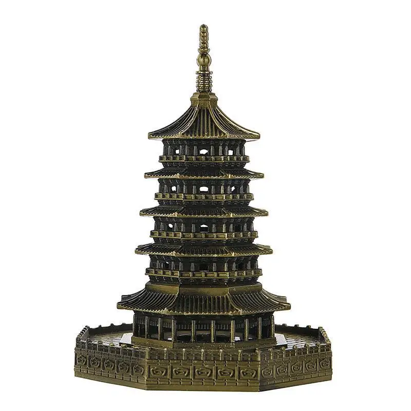 Lightweight Alloy Miniature Pagoda Ornament for Garden Decor Bonsai Arrangement Home Desktop Landscape Adornment