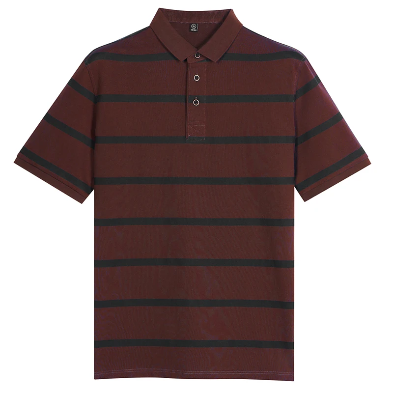 T-shirt rayé à manches courtes pour homme, polo décontracté, revers en coton, chemise à demi-manches, classique, été, 2024