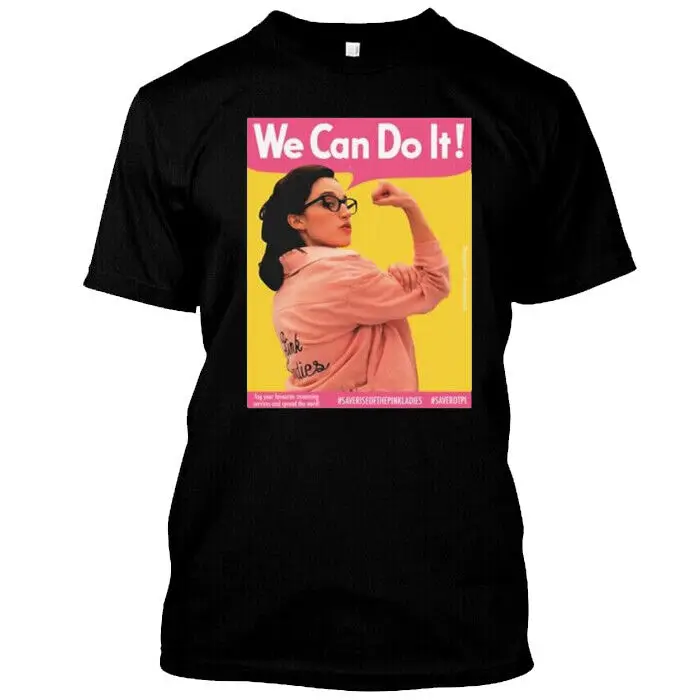 Popular We can do it rise of the pink ladies photo design t-shirt T-Shirt   High Quality 100%Cotton Short Sleeve