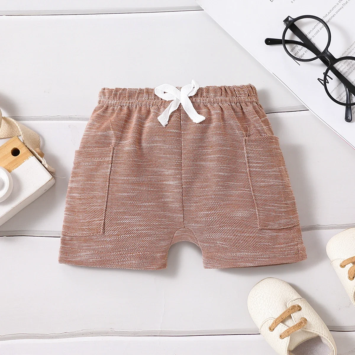 PatPat Baby Boy Solid Patch Pocket Shorts Suitable for Summer Season Soft and Comfortable  Perfect for Outings and Daily Wear