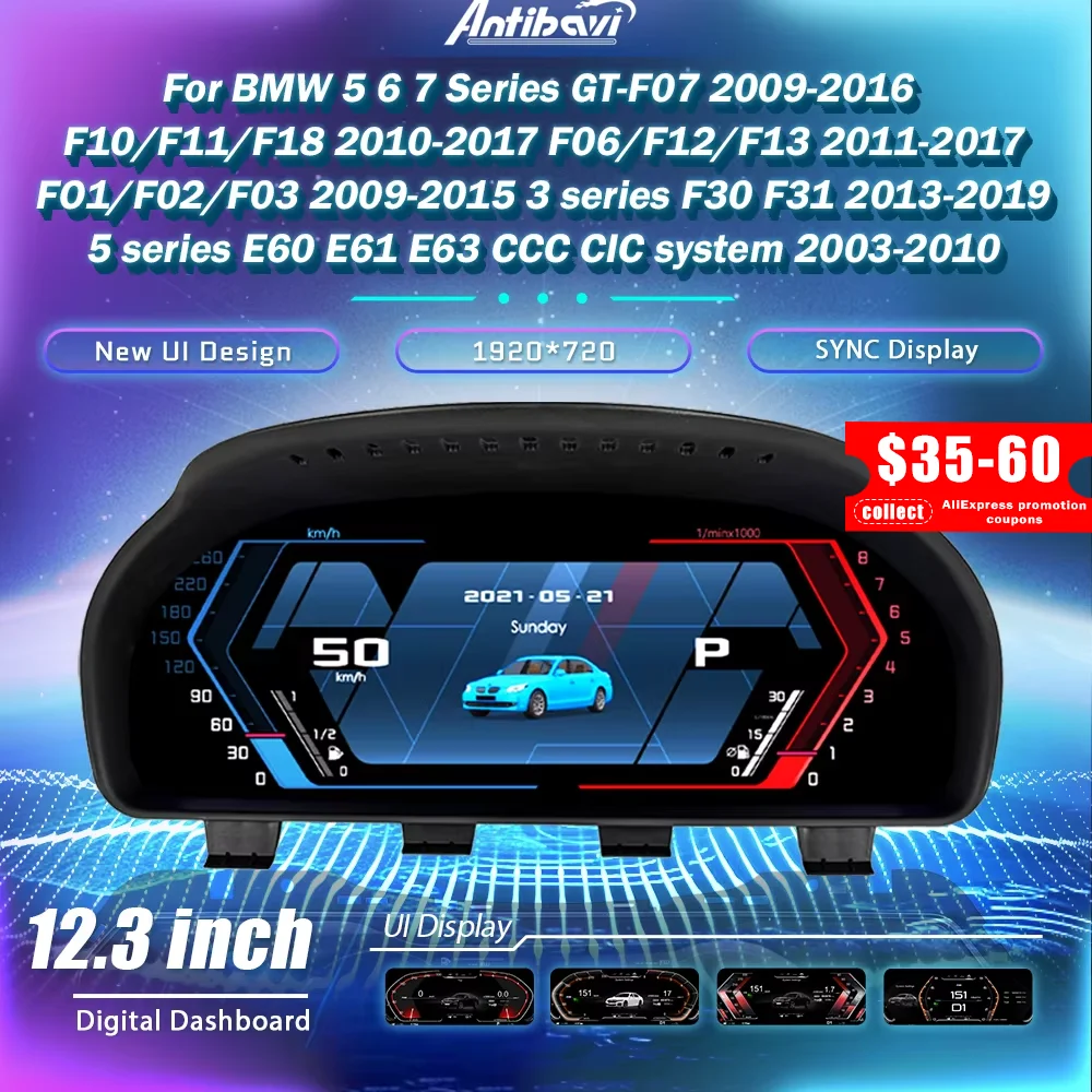 Cruscotto digitale Cluster Per BMW 5 6 7 Serie GT-F07 F10 F11 F01 F02 F30 F31 E60 E61 E63 Cruscotto Virtual Cockpit