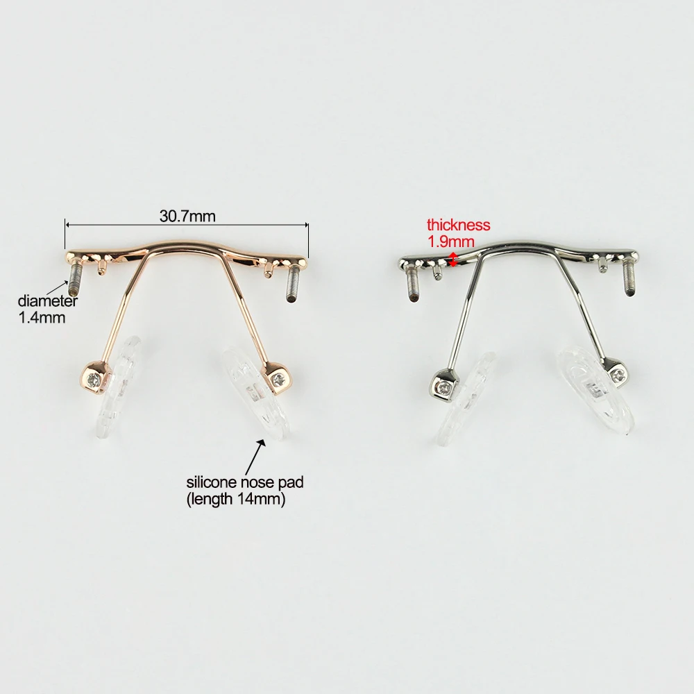 1pc Metal Rimless Glasses Bridge With Silicone Nose Pad Screw Optical Frame Nose Holder view 2