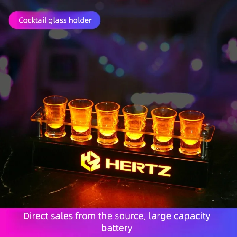 

luminous cocktail glass rack, KTV Nightclub Bar Luminous Party 6 Cup Holder, Bar Cocktail Cup Tray，Creative Bar Accessories