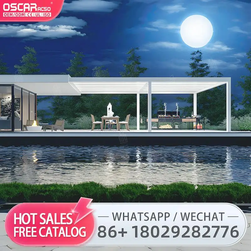 

Garden Gazebo Motorized Bioclimatic Aluminum Patio Roof Outdoor Louvered Aluminium Pergola