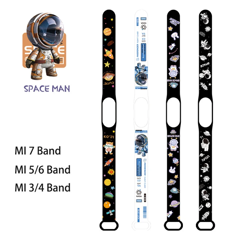 

﻿ Strap For Xiaomi Mi Band 9 8 Silicone Replacement Wristband Cartoon Astronaut Bracelet for mi band 7 strap miband 6 5 4 3 NFC