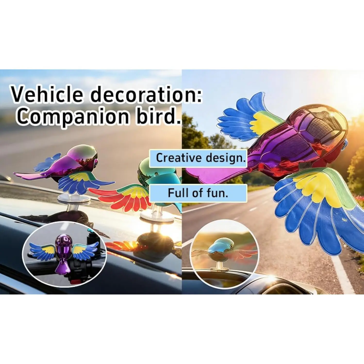 Flying Bird Car Accessories Decoration with Strong Adhesive Base, Universal Holder for Car Covers, Motorcycles and Helmets 5