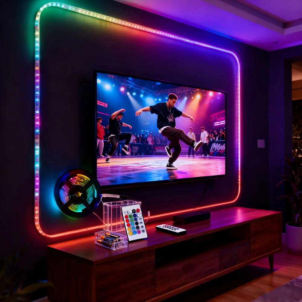 

RGB led strip DC5V SMD5050 flexible strip DIY 3AA waterproof with remote control TV Background Lighting room computer Decoration