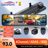 A8 4CH Dash Cam 11.26 Inch 4K WIFI Rear View Mirror 4 Cameras Video recorder Car DVR Dual Lens ADAS BSD Night Vision 24H Parking