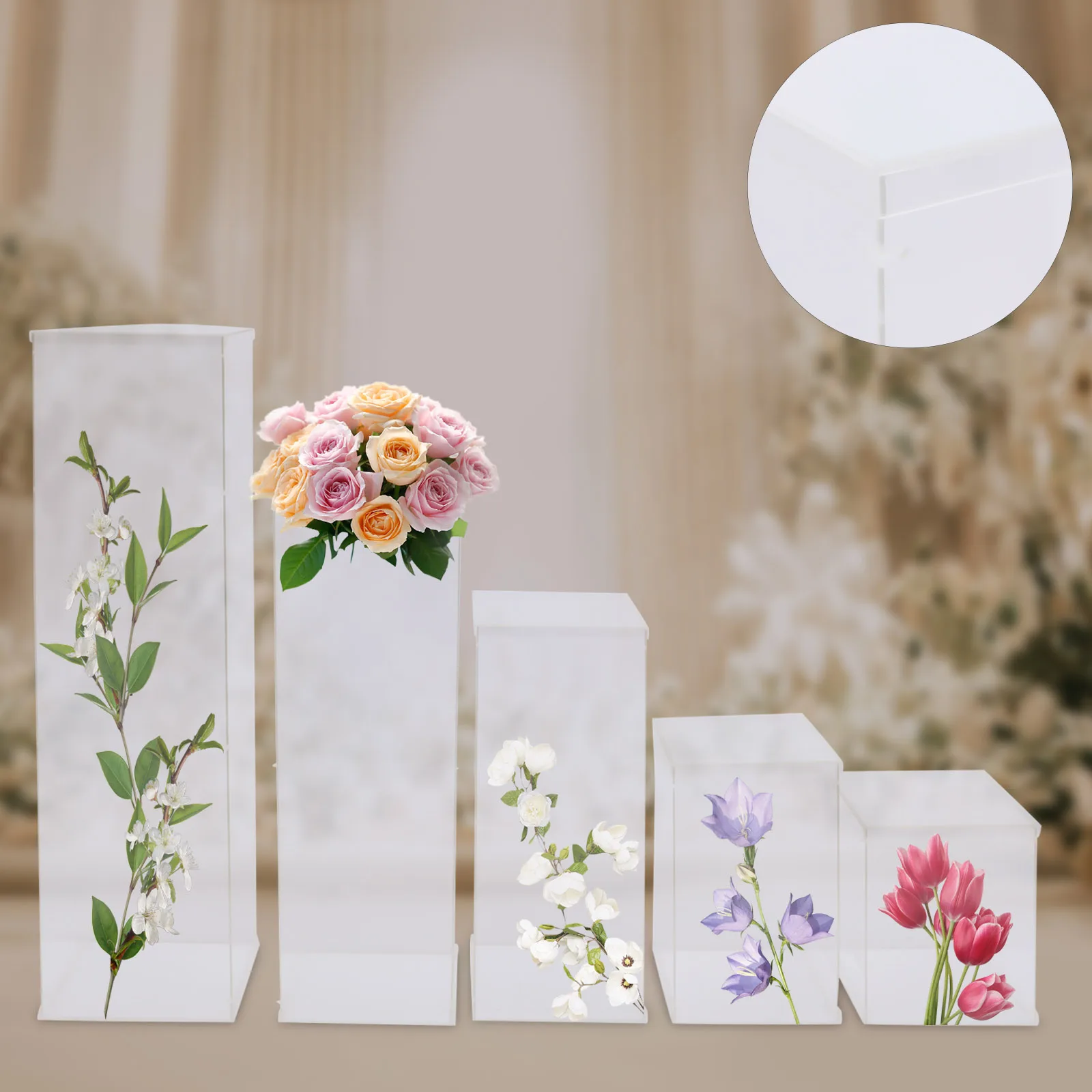 

5pcs Modern Acrylic Display Rack Flower Stand Floral Display Rack Wedding Decor