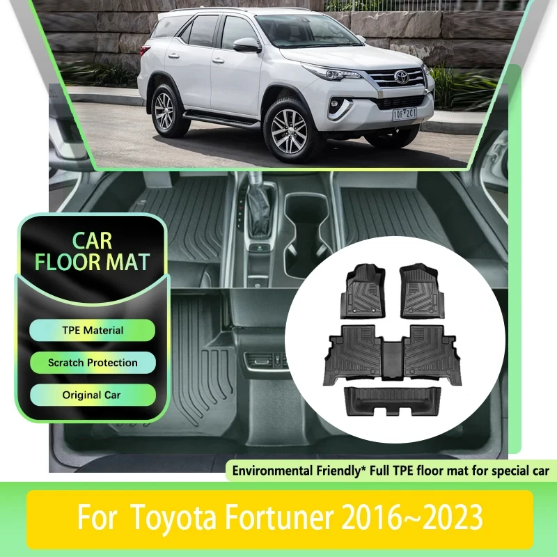 

Автомобильный напольный коврик из ТПЭ для Toyota Fortuner AN150 AN160 SW4 2016 2017 2018 2019 ~ 2023, Водонепроницаемые кожаные прокладки, LHD коврики, автомобильные аксессуары