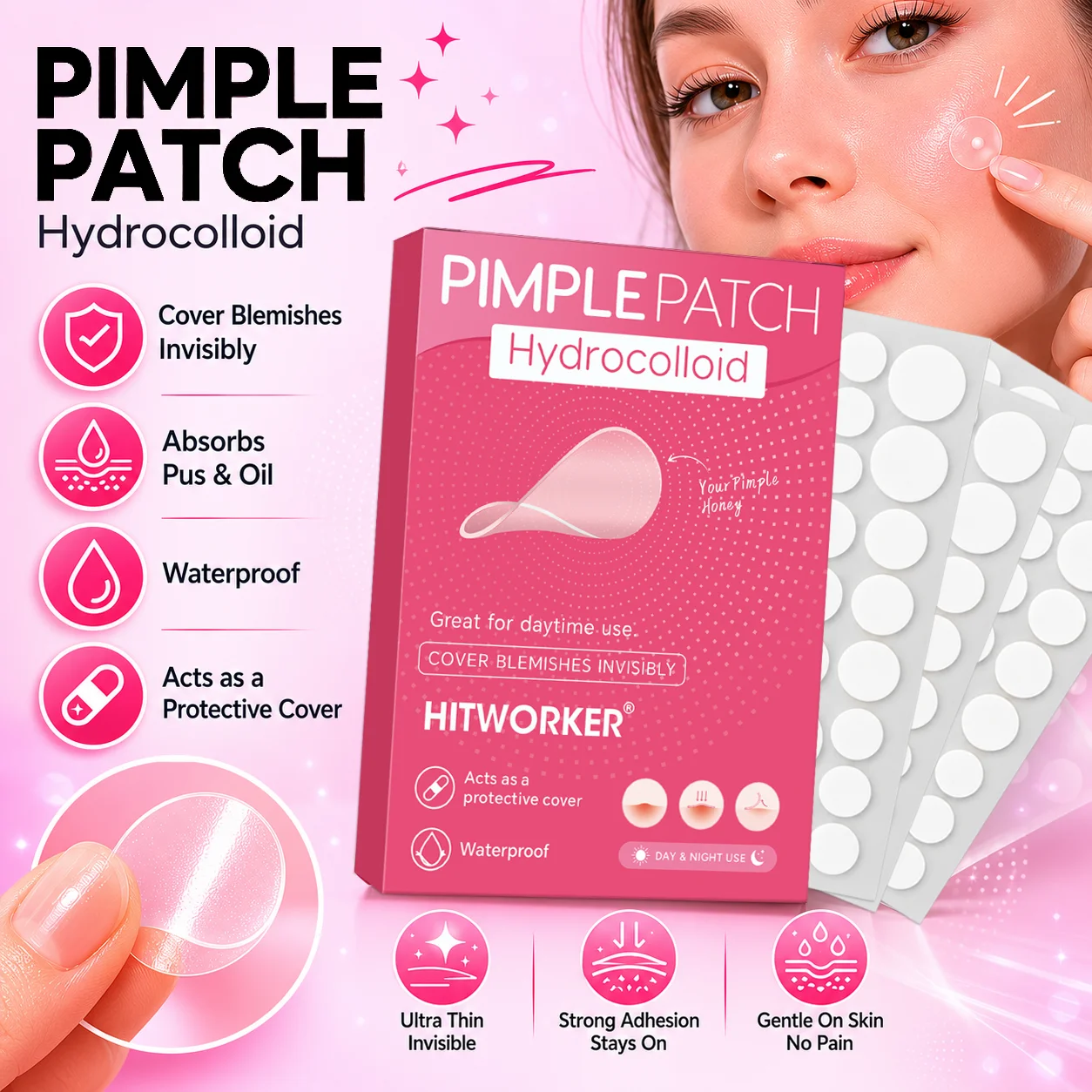 480/240pcs/box invisible acne patch set - deep cleaning high-quality water-based acne stickers, gentle and skin friendly