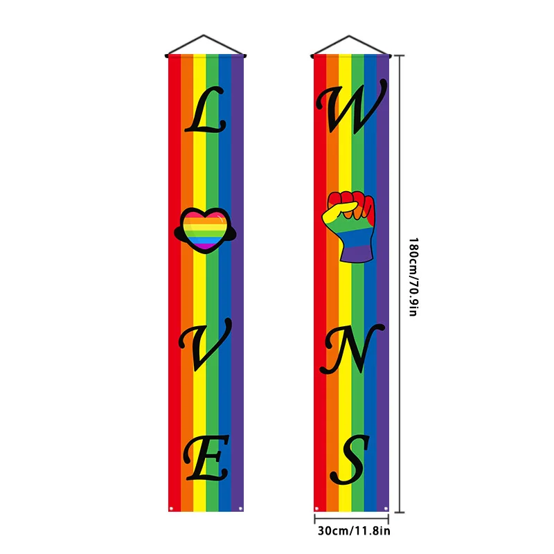 LGBT Pride Rainbow Love Be Proud Decorations Outside Banner For Door Couplet Hanging Large Front Porch Sign Wall Decor