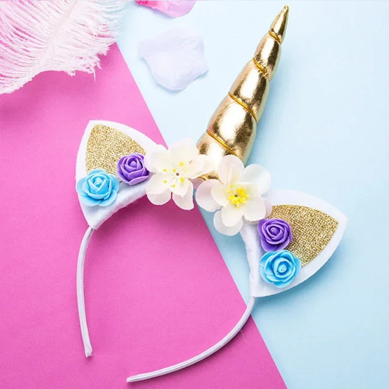 New Girls Cute Unicorn Flower Cat Ears Headbands Children Headwear Photo Props Party Hair Hoop Hairbands Kids Hair Accessories