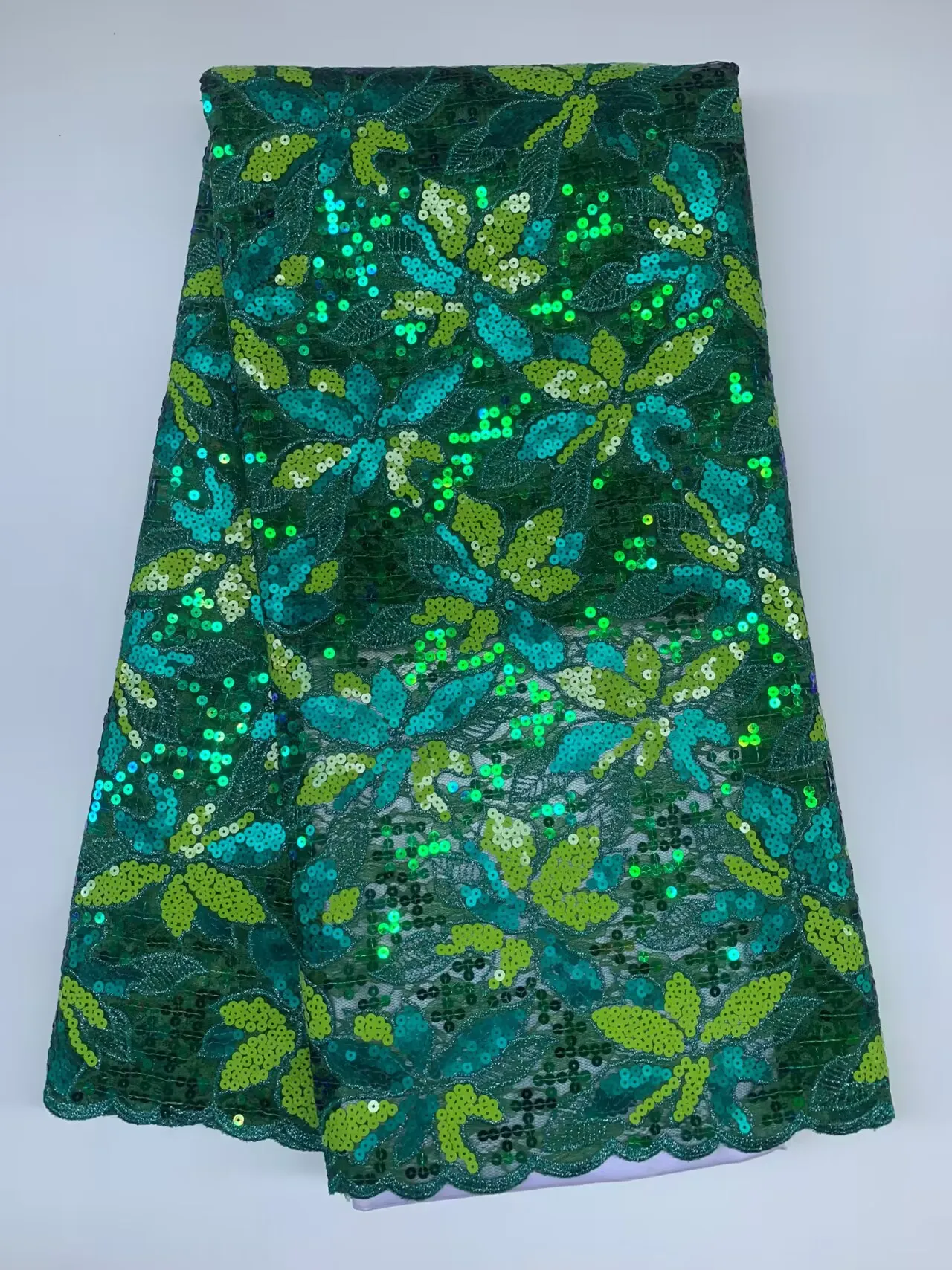 2024 Luxury African Groom Multicolor Lace Fabric Embroidery French Mesh Sequins Lace Fabric Nigerian Tulle For Bride Wedding WFF