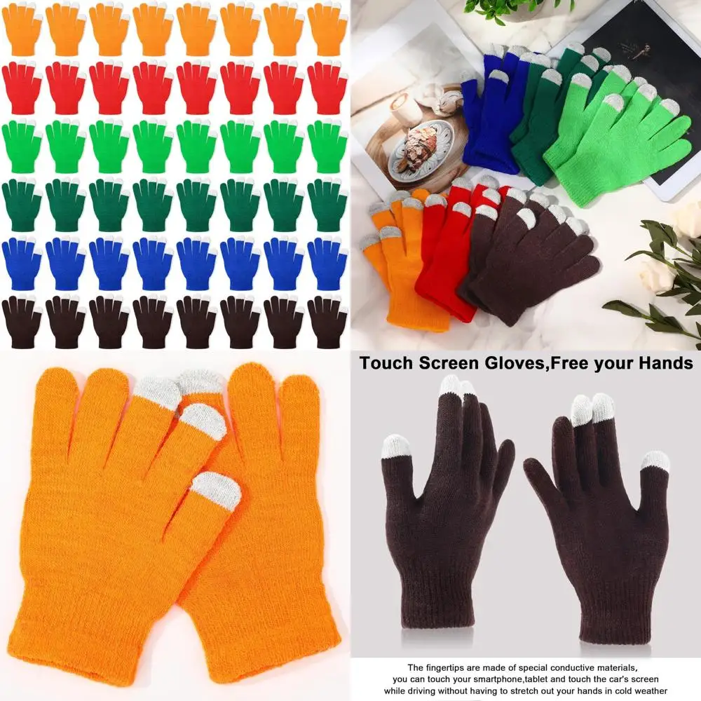 

Touchscreen Compatible Bulk Knitted Winter Gloves for Men and Women - 60 Pairs Stretchy Texting Gloves