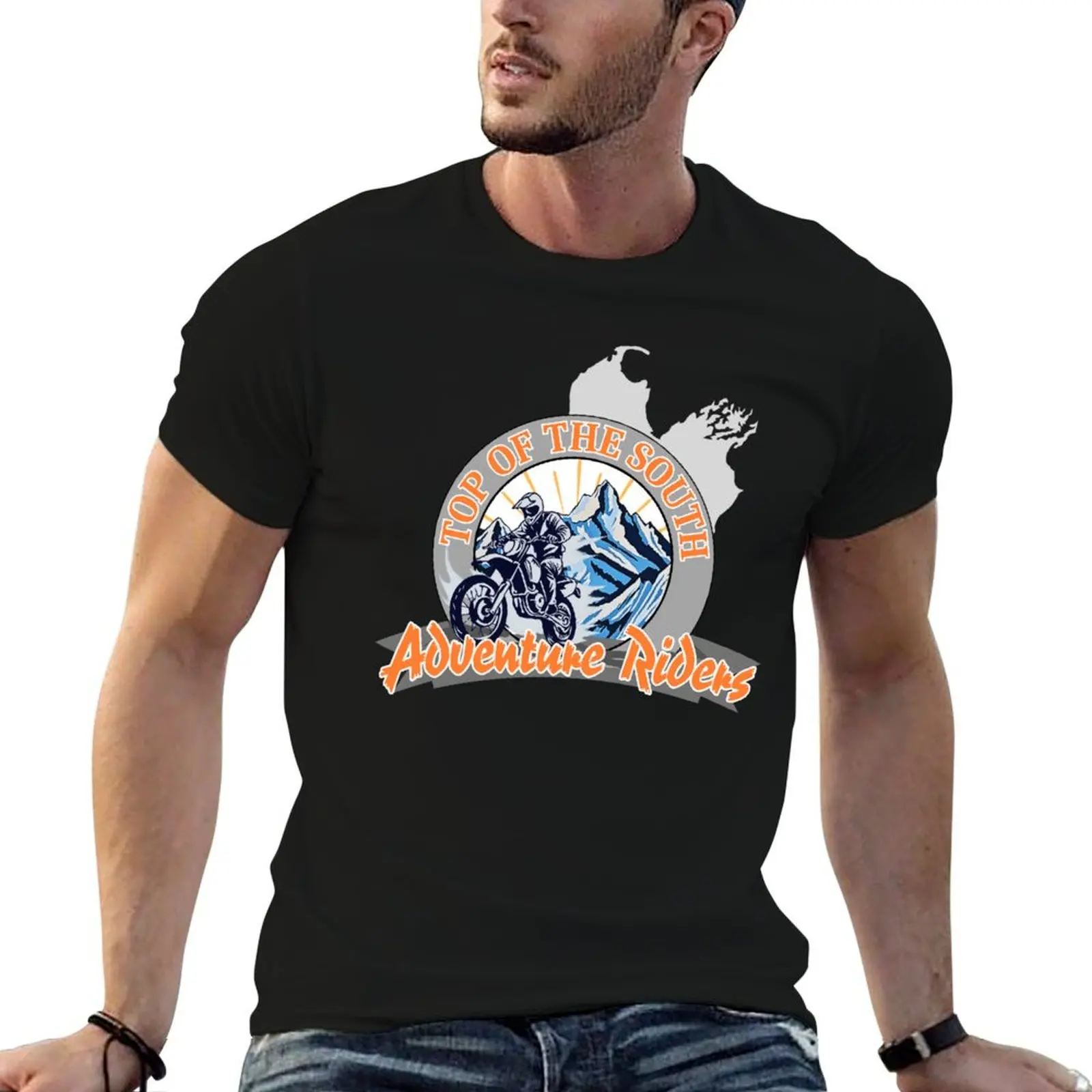 Top of the South Adventure Riders - Gray/Orange T-Shirt Soft Touch Basic Cotton T-Shirt