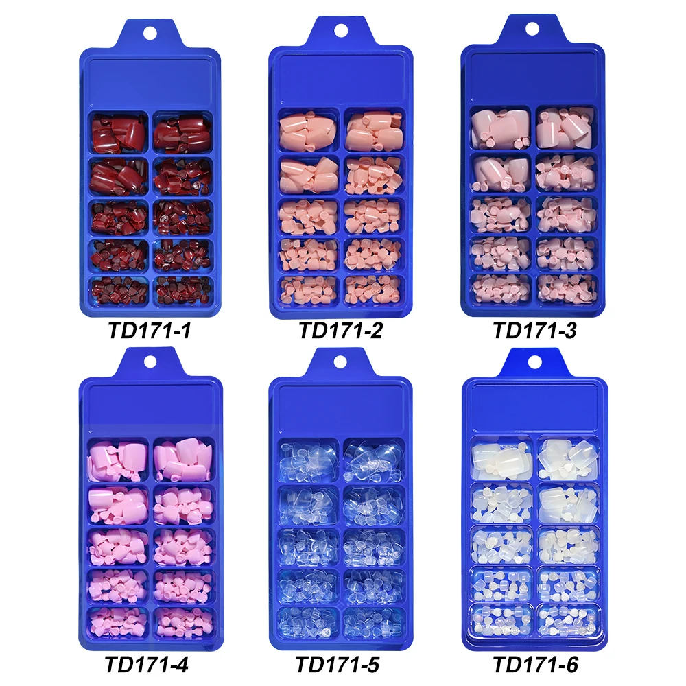 100pcs/Box Natural Clear False Toenails Tip Artificial Press on Toe Nails Acrylic Full Cover Foot Fake Nails Manicure Supplies