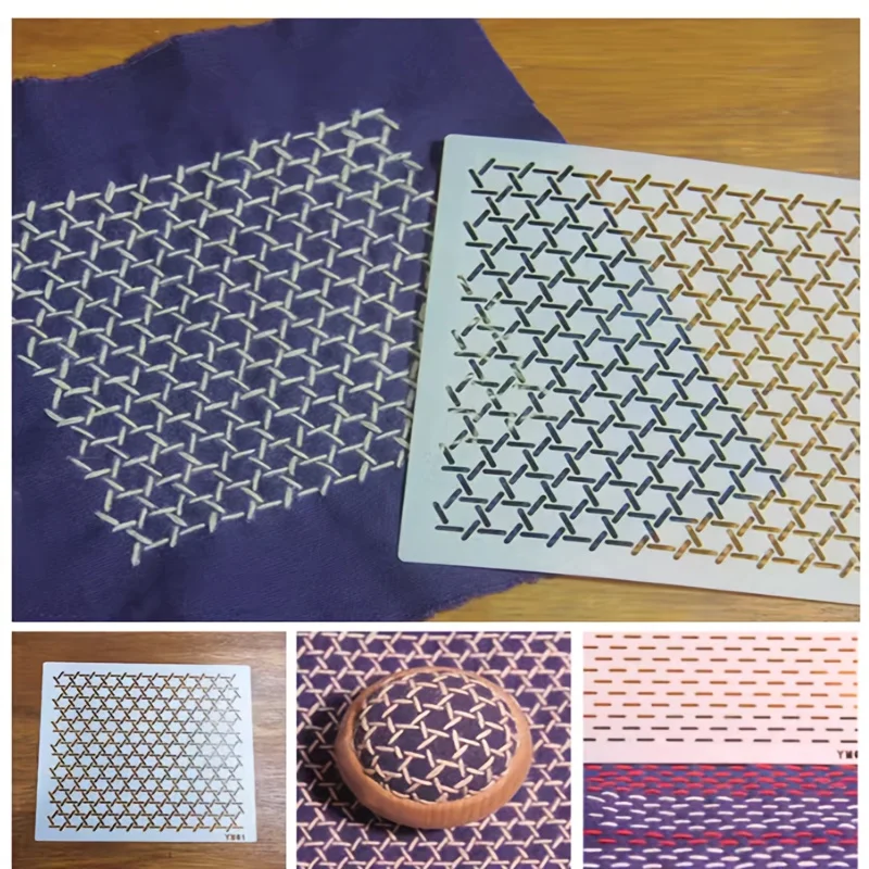 8pcs/set Sashiko Stencils  Quilting Templates Set Reusable PET traditonal Patterns for Embroidery, Home Decor, Fabric Crafts - Image 5
