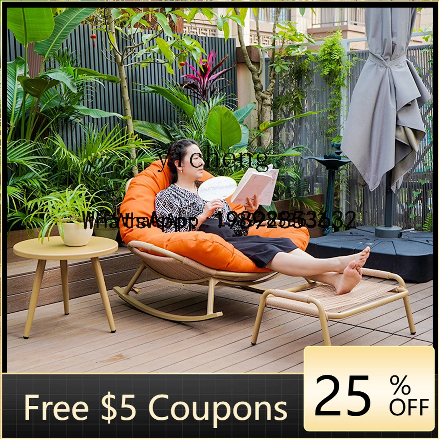 BB Garden Balcony Lazy Reclining Sleeping Home Leisure Chair Outdoor Rocking Chair