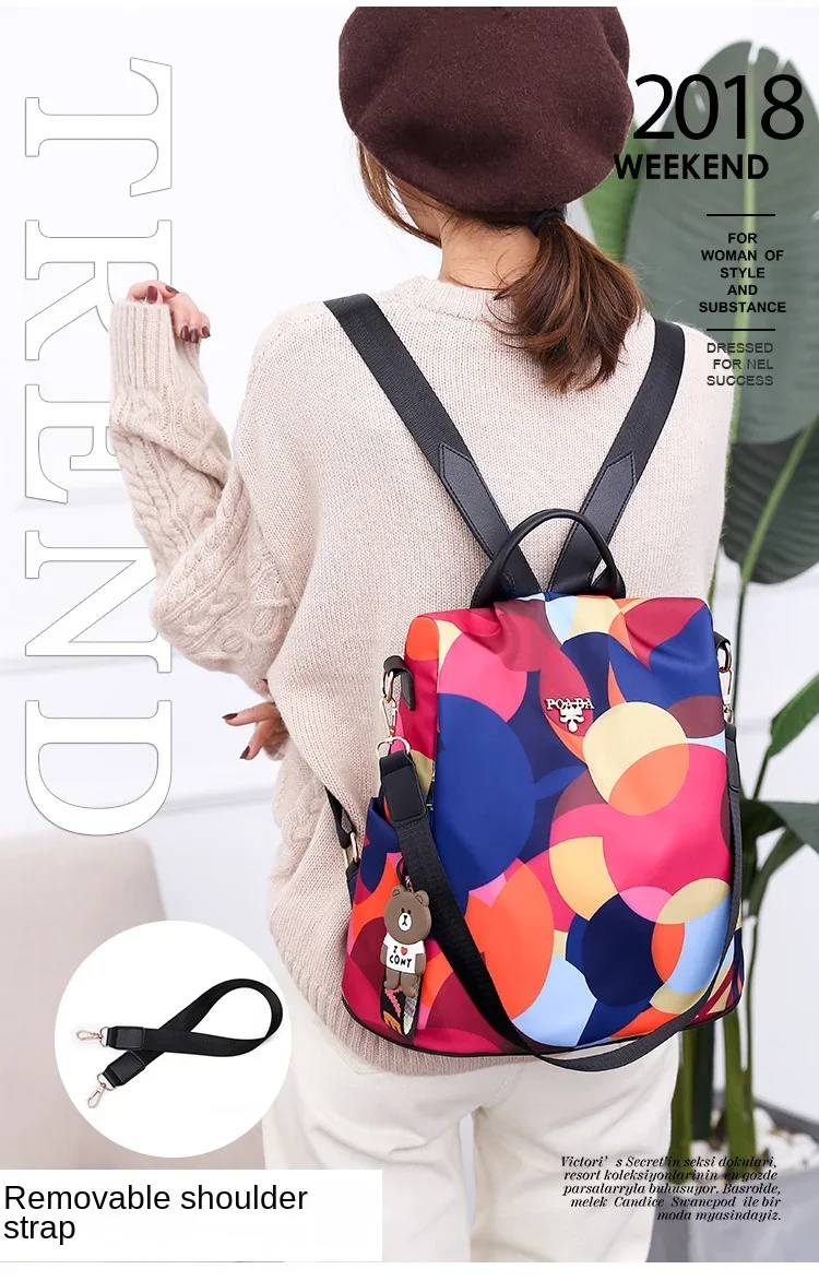 Frauen Rucksack Mode Oxford Tuch Schulter Taschen Schule Taschen für Teenager Große Kapazität Druck Wasserdichte Reise Rucksack – Detail 3