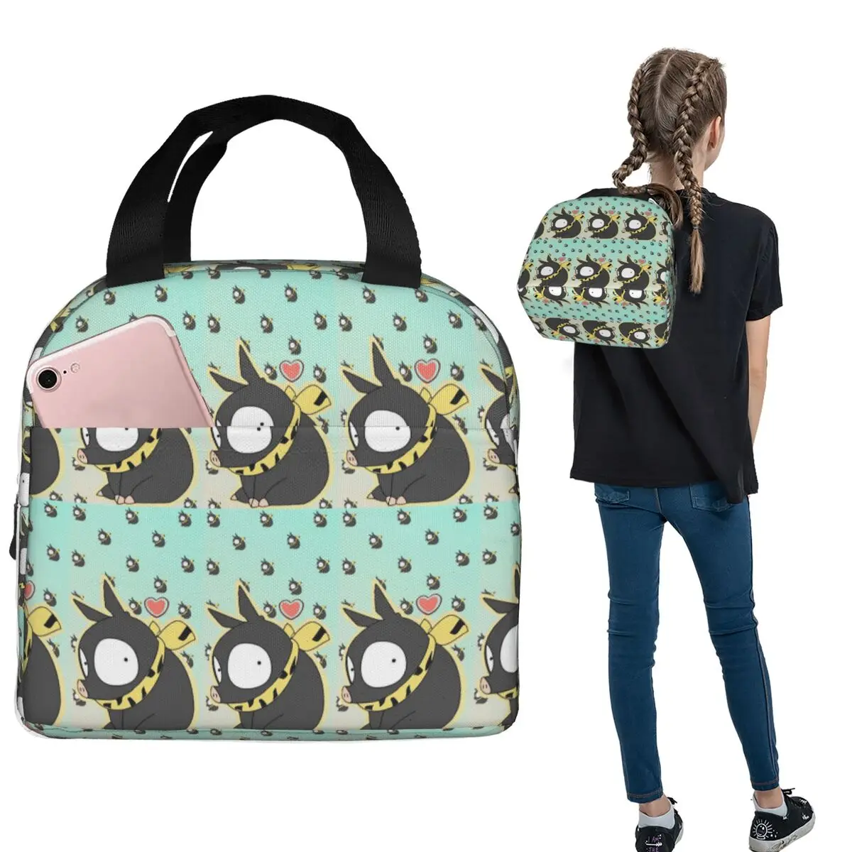 P-chan Ryoga Lost Pig Ranma 1/2 Adventure Comedy Isolierte Lunchtasche für Damen und Kinder, Lebensmittelboxen, Thermo-Lunchbox-Tragetasche