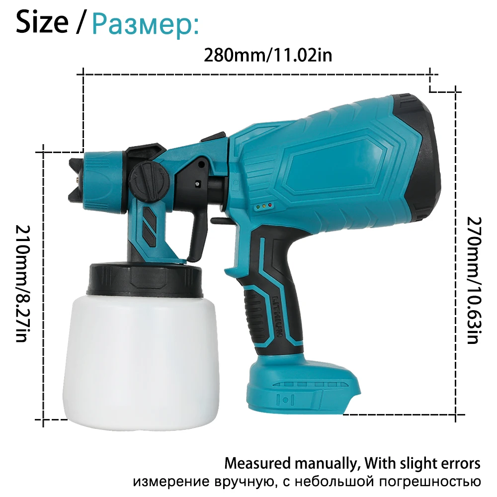 Cordless Electric Spray Gun 1000ML Portable Paint Sprayer Household Auto Furniture Steel Coating Airbrush For Makita 18V Battery