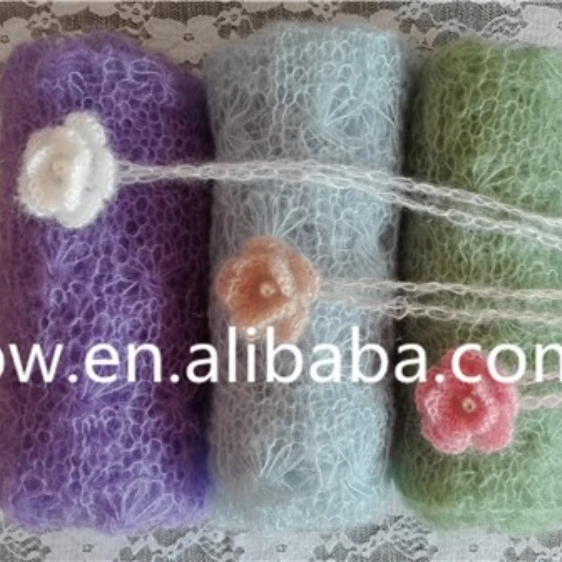 

Light Blue newborn Baby Mohair Wrap Swaddle Cocoon Layer Fabric Baby Swaddle Blanket for Baby Photography Props