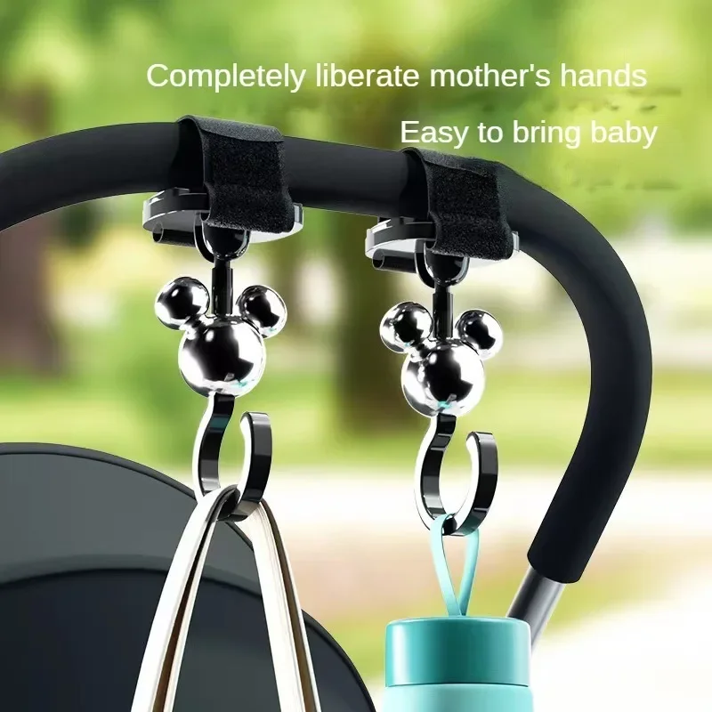 ديزني ميكي ماوس هوك الدراجة عربة طفل تخزين الكرتون قفازات عربة المنظم أنيمي حفاضات حقيبة شماعات لطيف السفر عربة السنانير #4