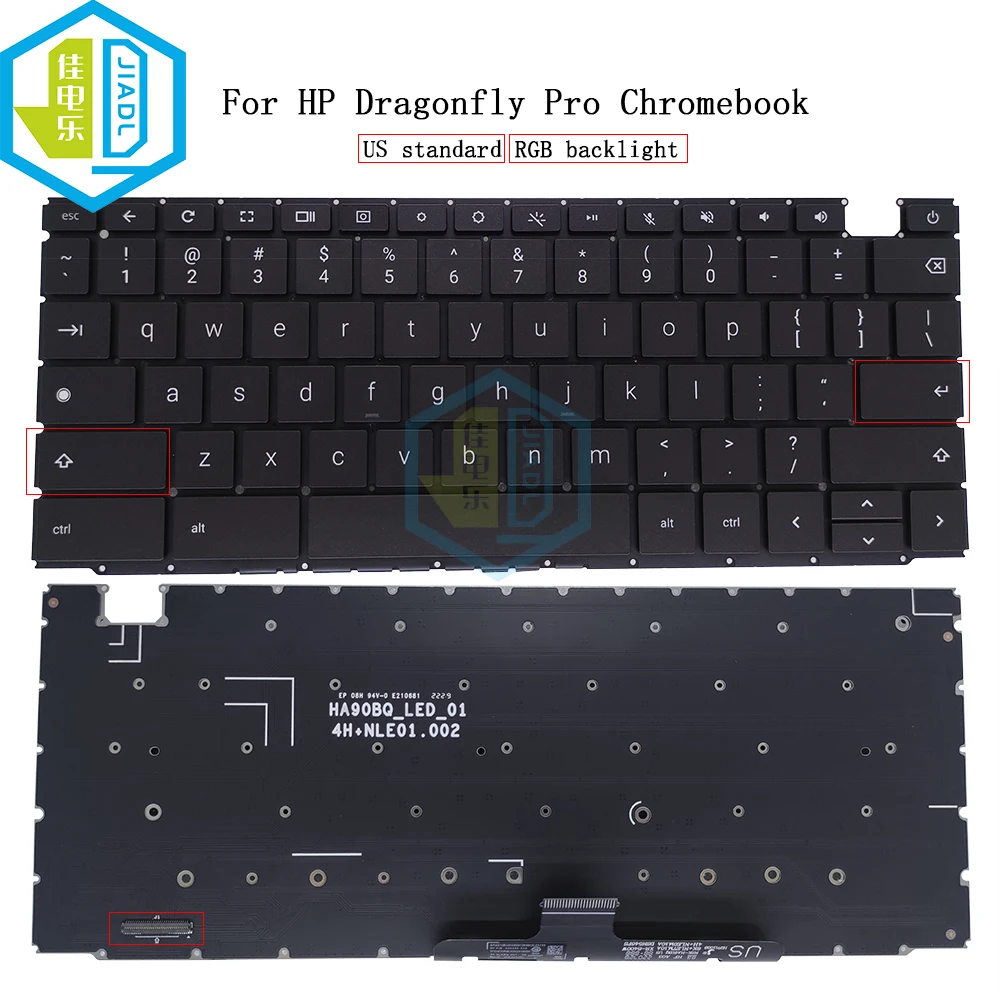 

US USA Colorful/RGB Backlight Replacement Keyboards For HP Dragonfly Pro Chromebook United States Backlit Keyboards 9Z.NLEBQ.201