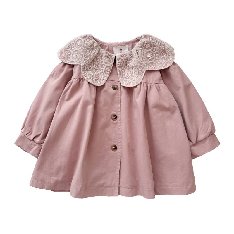 Girls Trench Coat 2026 Autumn New, Fashion Lapel Mid‑Length Casual Outerwear For Baby Kids Girls Spring Autumn