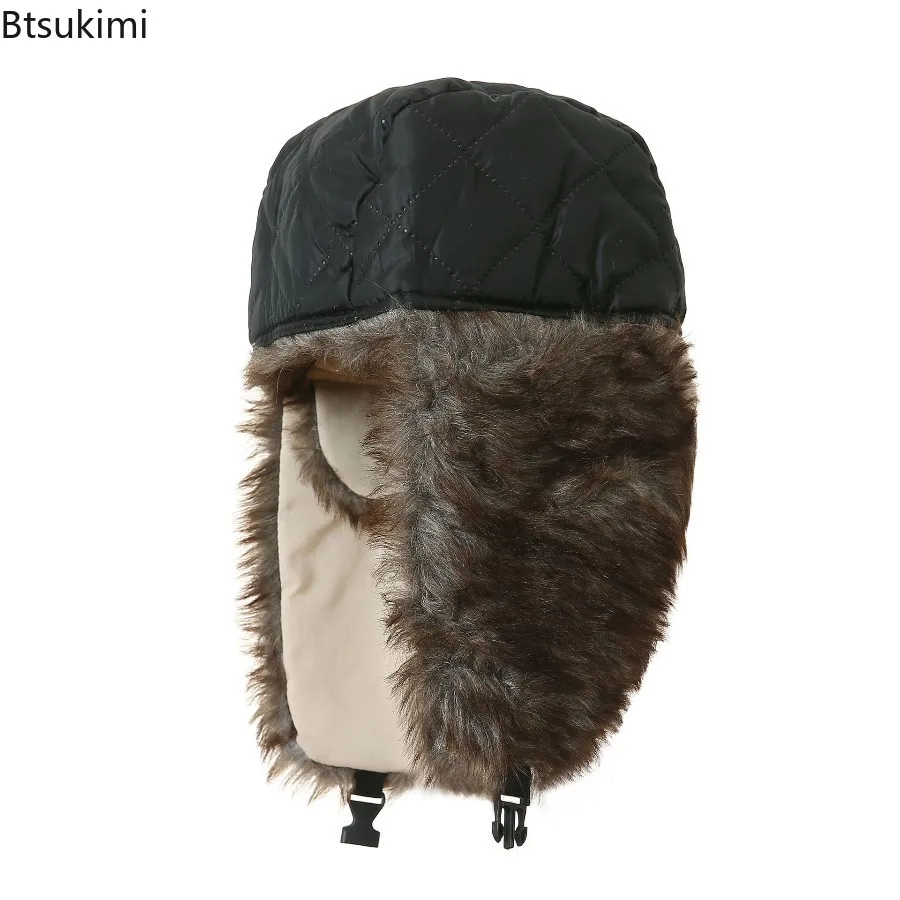 2026 Men's Winter Trapper Aviator Trooper Earflap Warm Russian Waterproof Ski Hat Bomber Cap Russian Warm Ear Protectors Hats