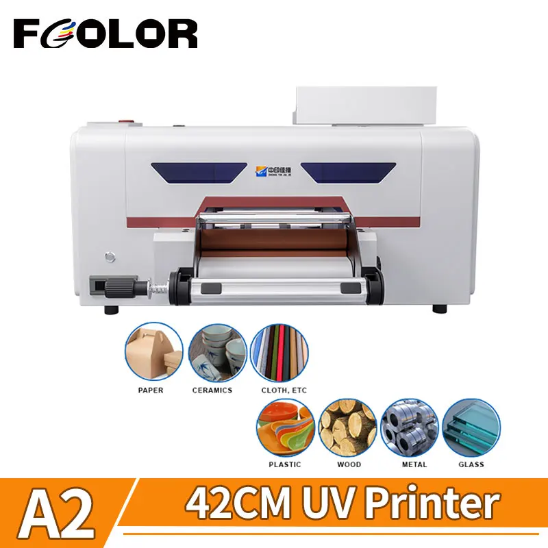 Fcolor 42cm inkjet Dtf AB Film UV Printer Roll To Roll UV DTF Sticker Printer 2 In 1 With Laminator A2 A3 A4 Printing Machine