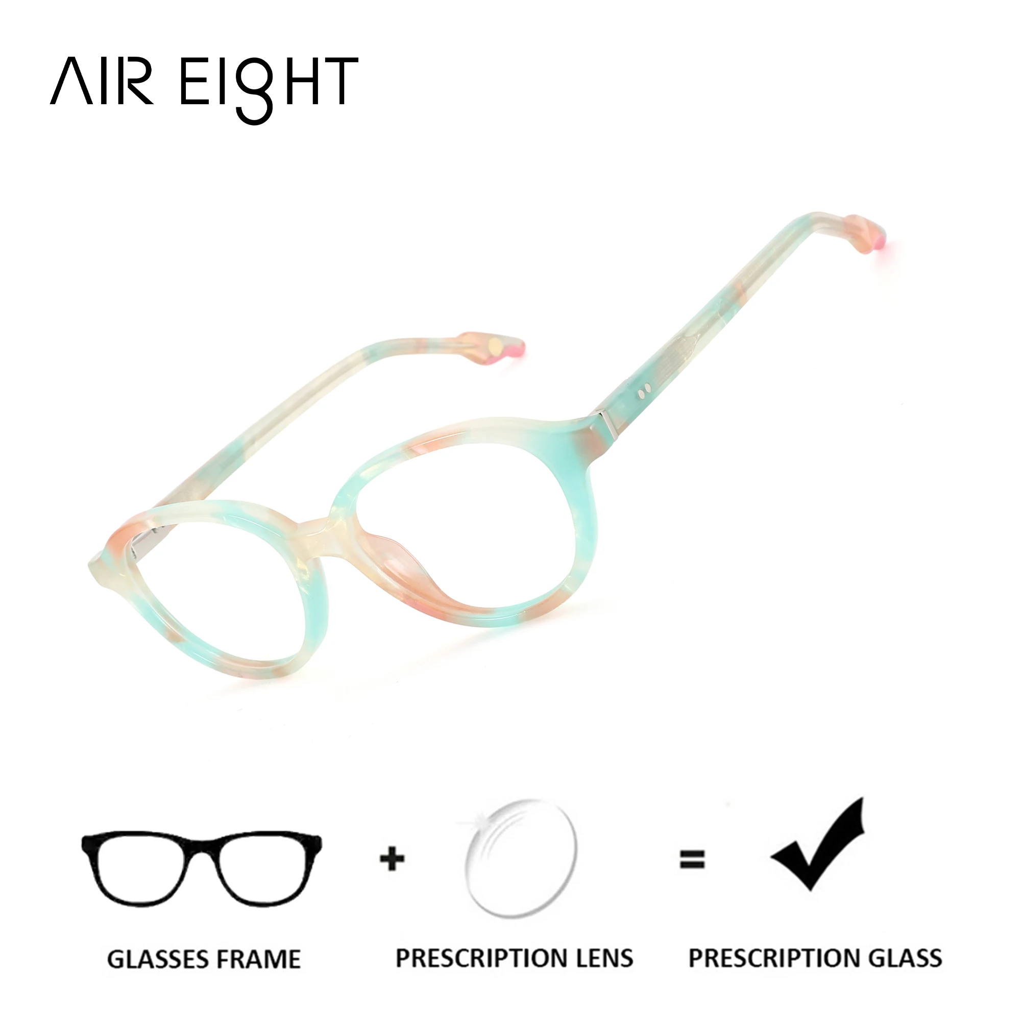 AIREIGHT XXS Size Acetate Oval Myopia Prescription Glasses with Custom Prescription for Women Photochromic Graduated Lenses