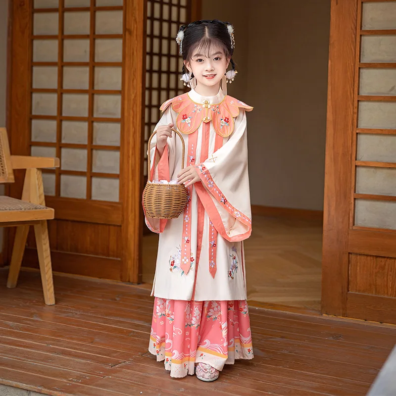 

Chinese Traditional Girls 2023 Embroider Hanfu Princess Dresses Set Kids Party Cosplay Clothing Folk Dance Dress Fairy Costume