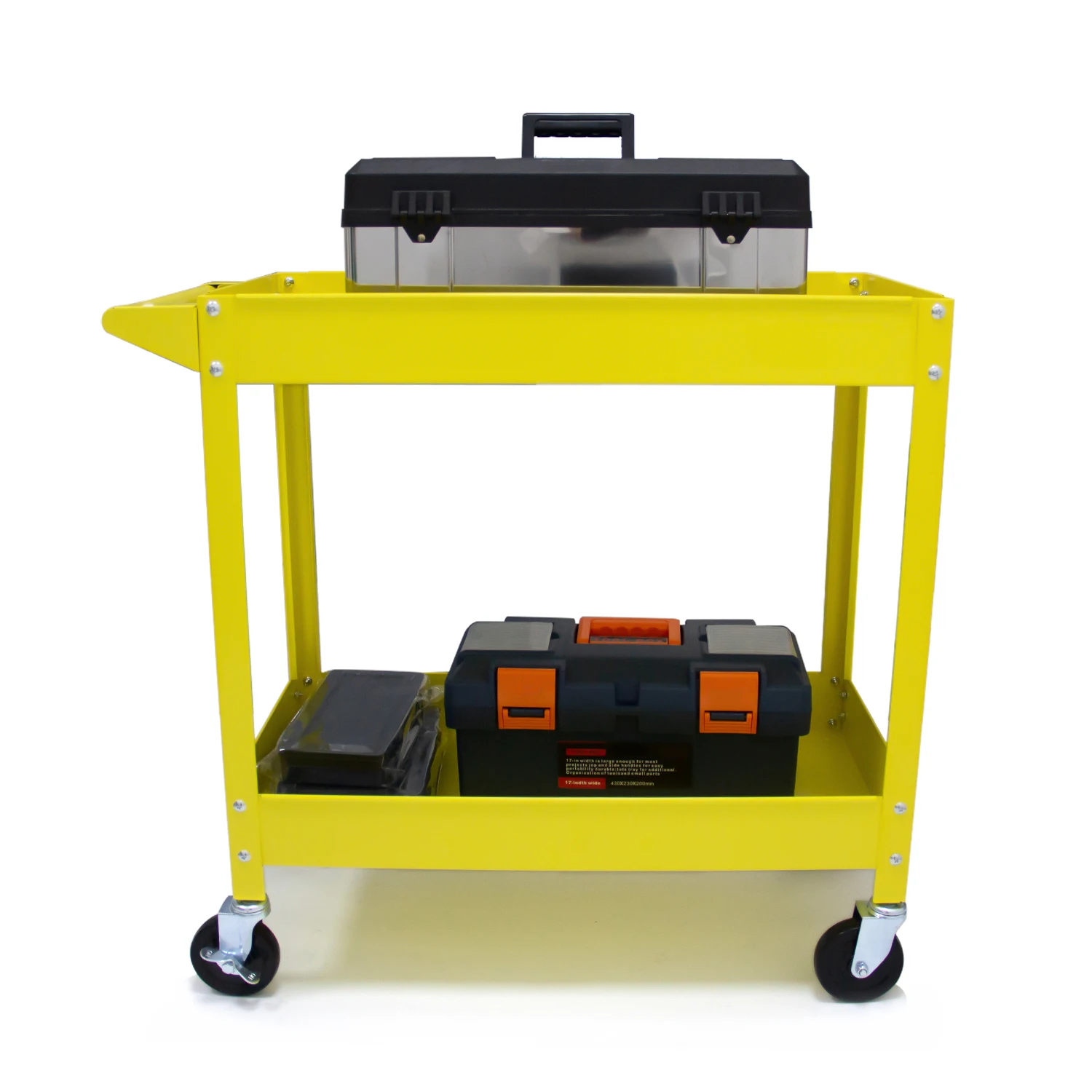 

HPDMC Utility Service Cart 2-Shelf 300LBS Heavy Duty Plastic Rolling Utility Cart with with Wheels for Warehouse/Garage ,Yellow