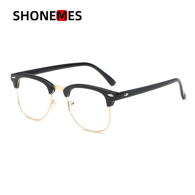 Shonemes Classic Square Glasses Half Frame Anti Blue Light Eyeglass Optical Computer Eyewear Black Tortoise Brown for Men Women