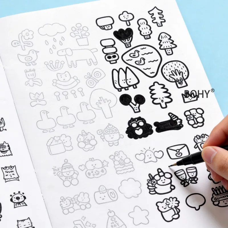1 Drawing Coloring Album Including Themed Black and White Line Drafts Such As Bears, Rabbits, Food and Desserts, Plants 40 Pages