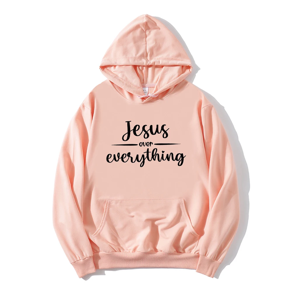 Jesus Over Everything Hoodie Christian Tops for Women Christian Women Clothing Jesus Clothes Religious Sweatshirts Korean