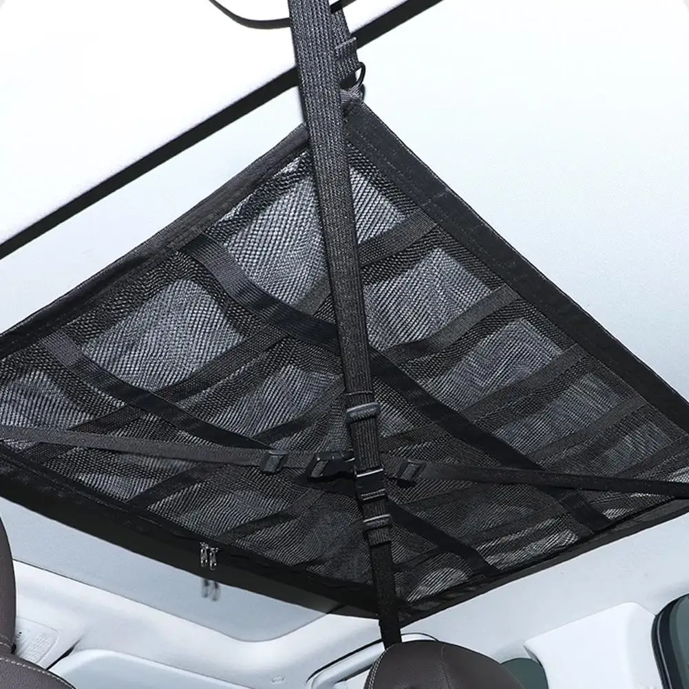 Car Roof Storage Organizer Strong Net Bag Load-Bearing Mesh Large Capacity Car Camping Accessories Storage Bag Roof Tent