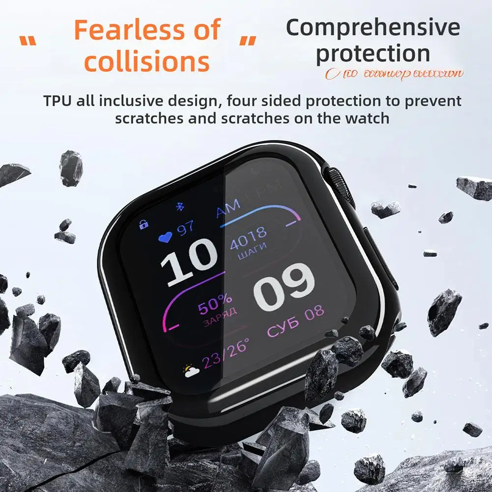 Case for Apple watch 10 42mm 46mm Full Coverage Bumper Soft TPU+tempered Glass Protective CoverShell Accessories