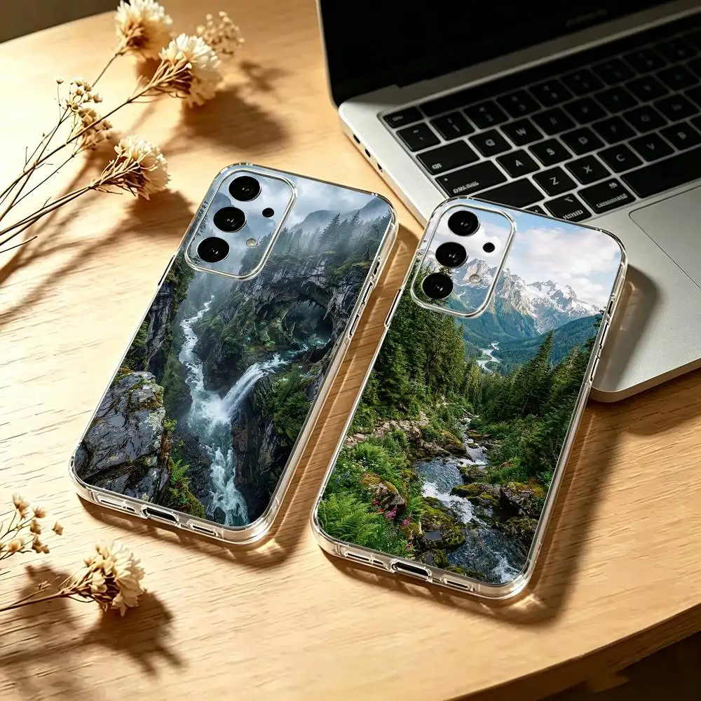 Mountain Forest Phone Case For Samsung S25,S24,S21,S22,S23,S30,Ultra,S20,Plus,Fe Transparent Cover