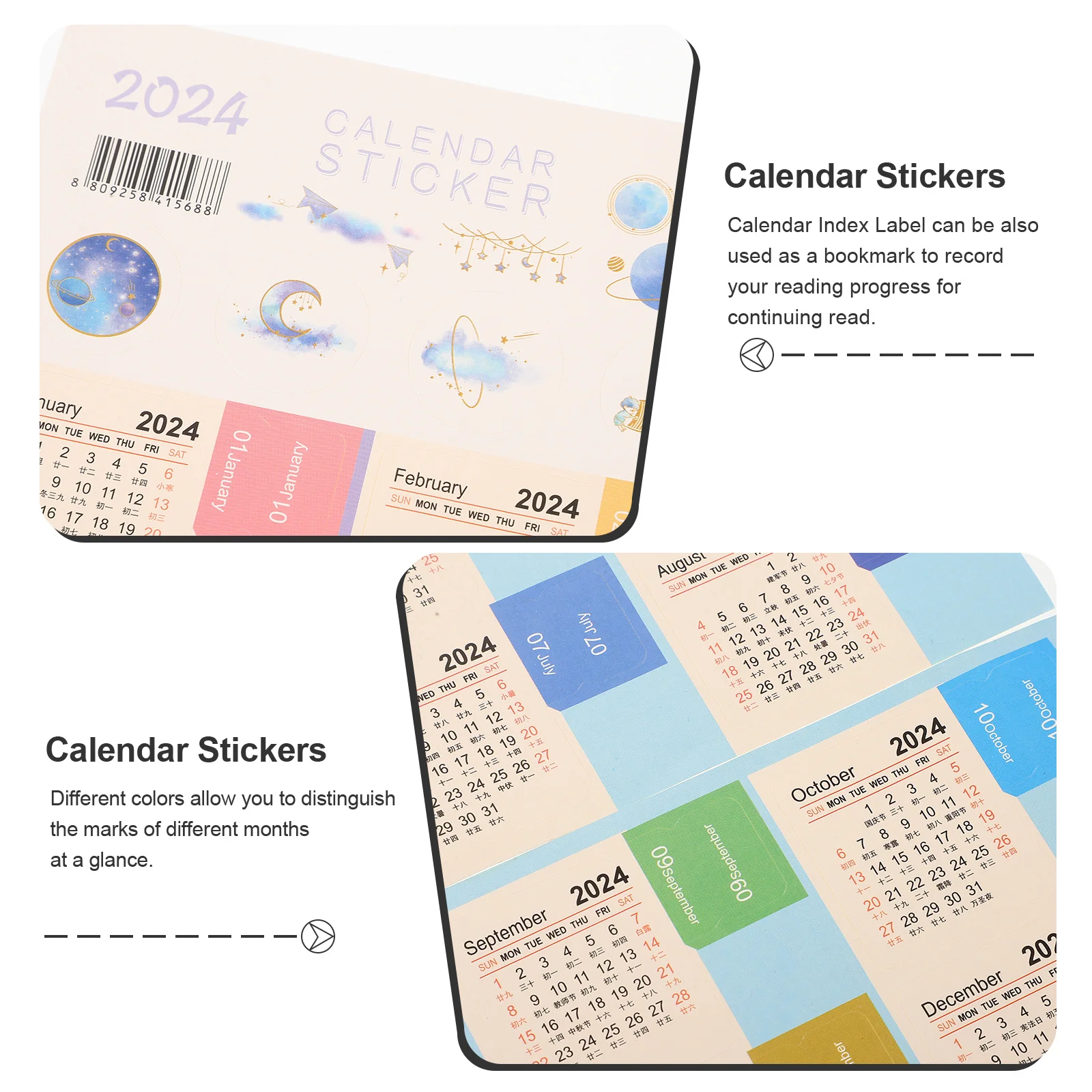 

9Packs Calendar Stickers 2023 Planner Tabs Monthly Index Labels Bookmark Note Organizer Calendar Stickers Book Tabs