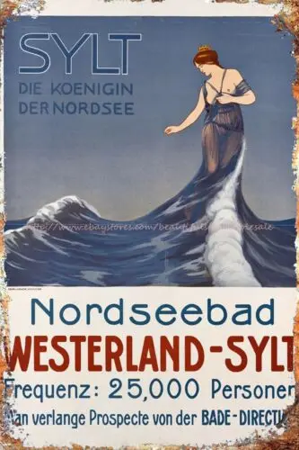 1910c Nordseebad Westerland-Sylt Maritime Poster metal tin sign decor