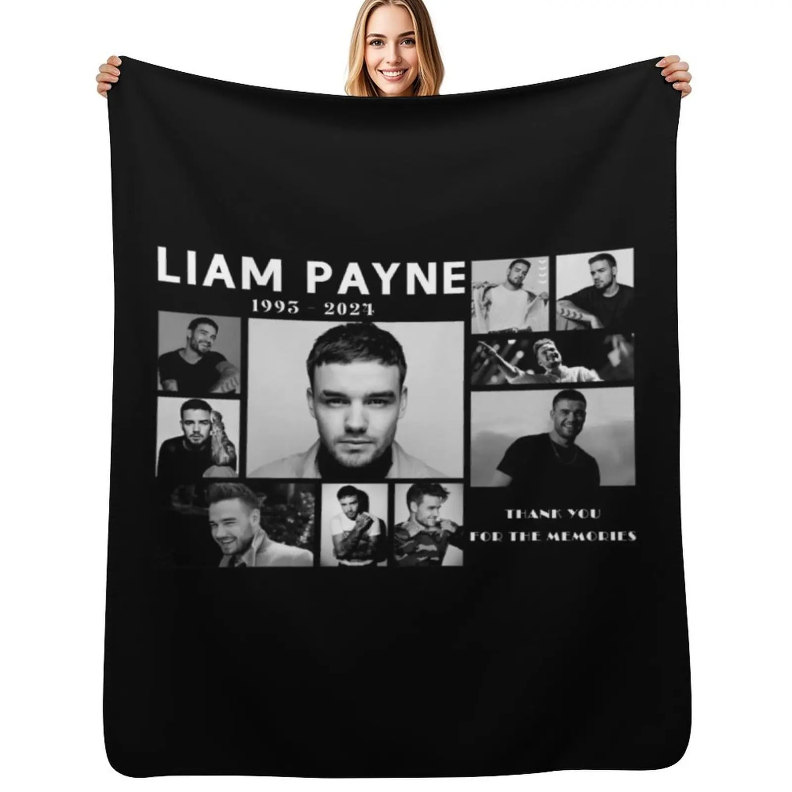 

RIP Liam Payne 1993-2024 Throw Blanket Cozy Napping Blanket Gift for Mom Dad