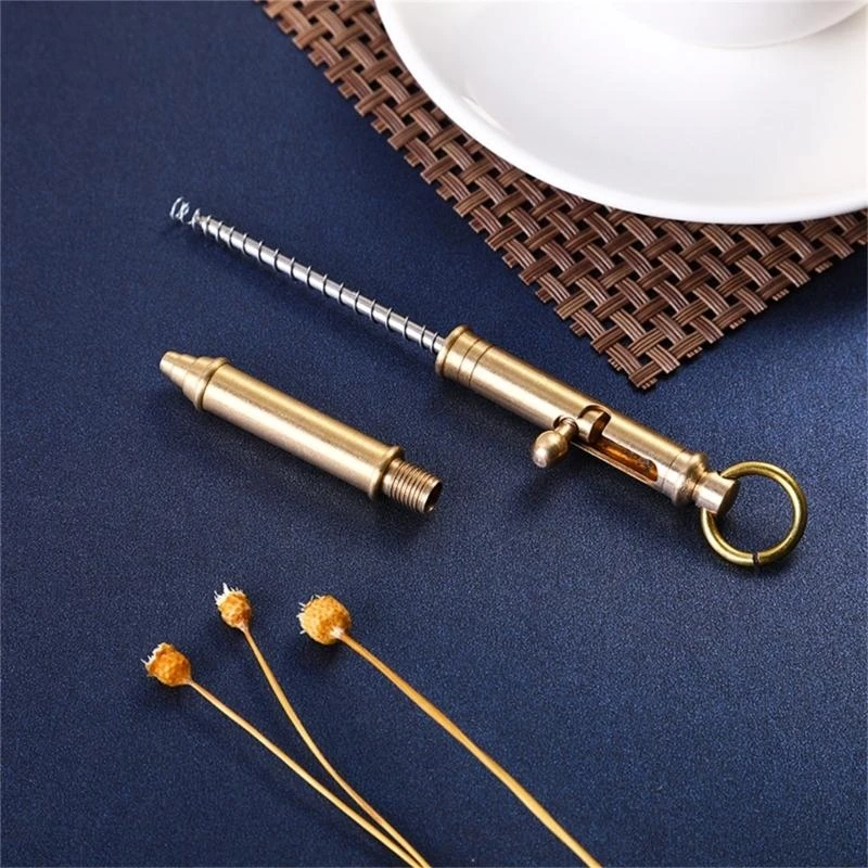 W89C Brass Ballpoint Pen with Keyring CWrite Smoothly omfortable Grip for Men Women