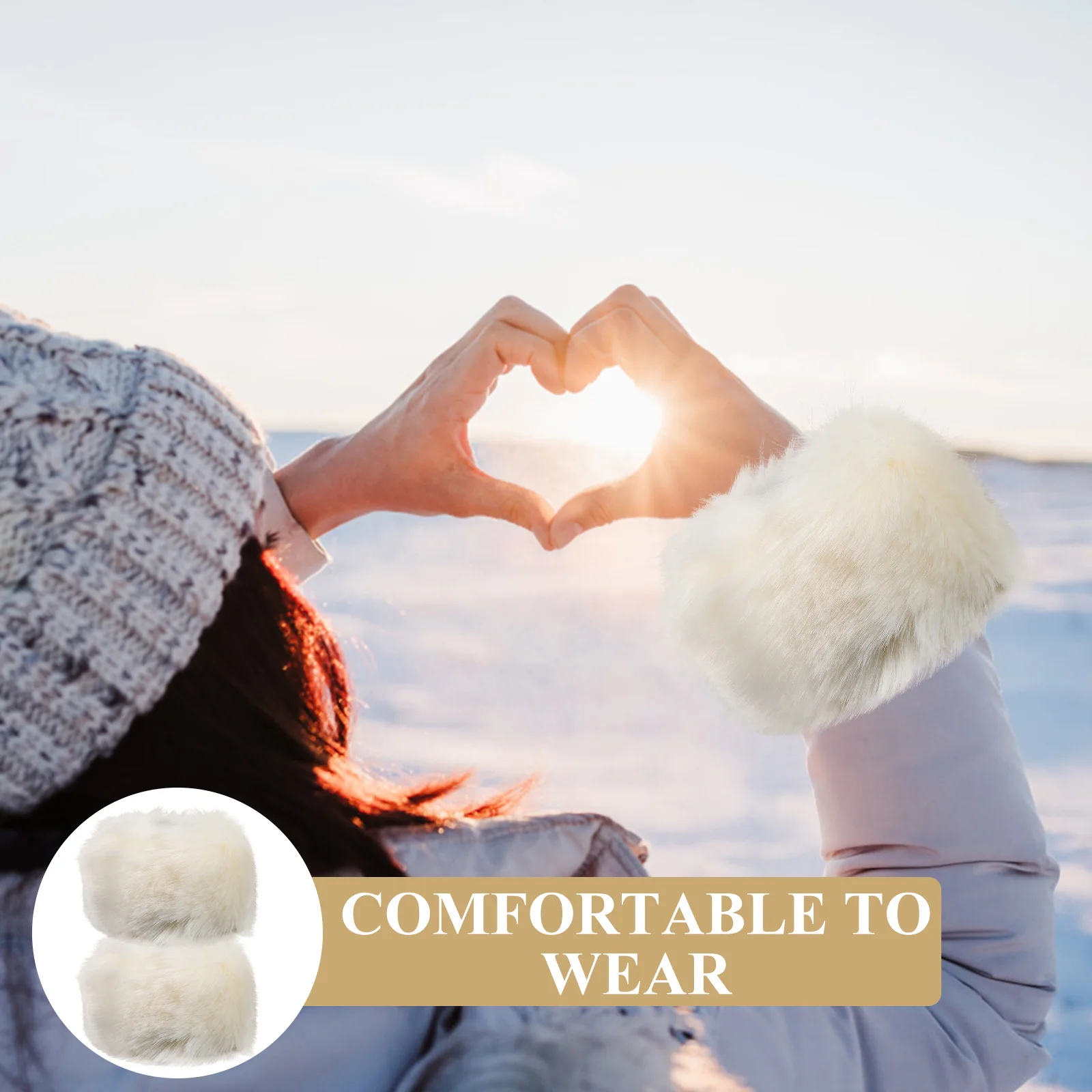 

2 pcs Furry Wrist Wrist Cuffs Guards Bands Acrylic Covers Winter Outdoor Lightweight Comfortable