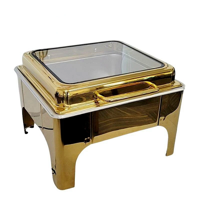 Gold Buffet Luxury Food Warmer Serving Dishes Stand Saving Chafer Set Catering Equipment Chafing Dish